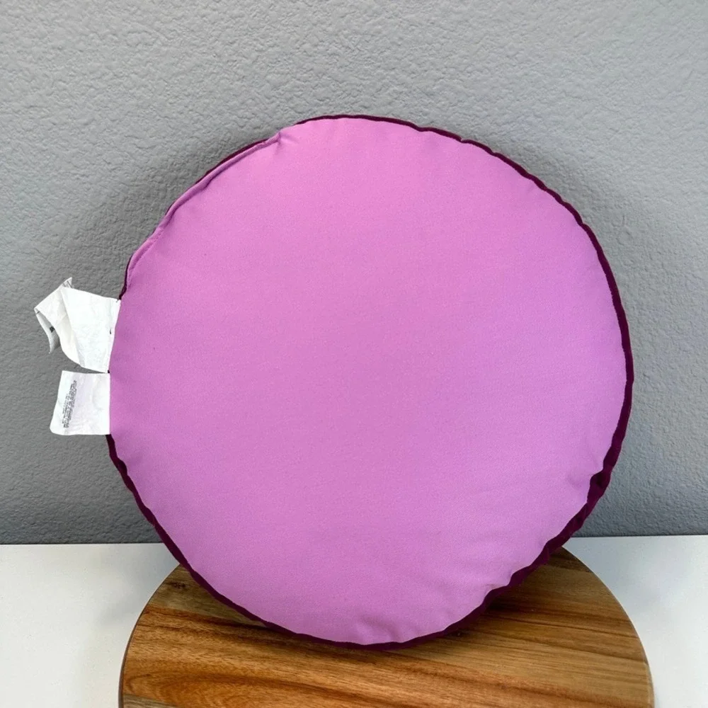 2007 Y2K Seventeen Magazine Pink Round Pillow Crochet Flower Sequin Corduroy
